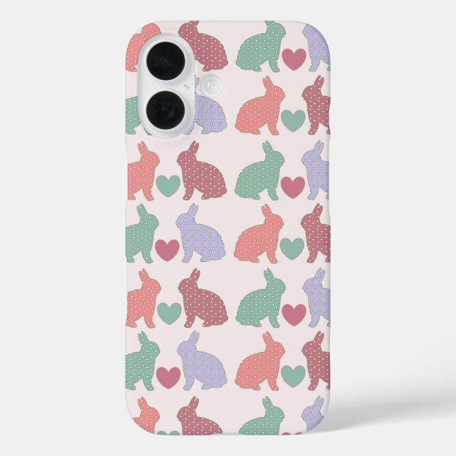 Polka Dot Bunnies Pattern on Pink Case-Mate iPhone Case (Back)