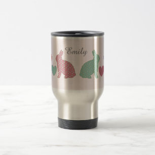 Polka Dot Bunnies Personalised Travel Mug