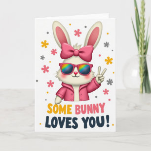 Polka Dot Bunny Loves You Card