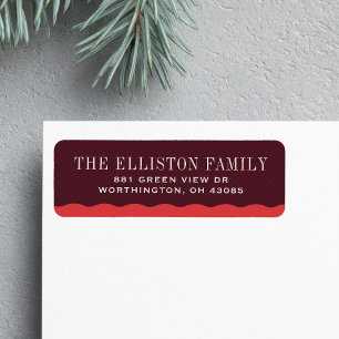 Polka dot burgundy Christmas return address