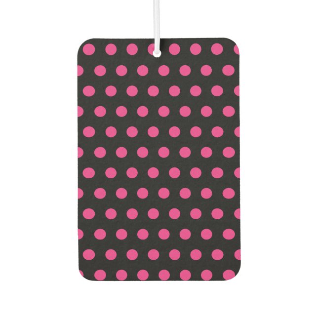 Polka Dot Car Air Freshener (Black & Neon Pink) (Front)