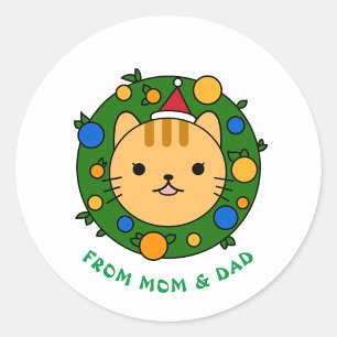 Polka Dot Cat   Brown Cat Custom Party Classic Round Sticker