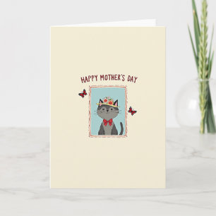 Polka Dot Cat Mothers Day Card