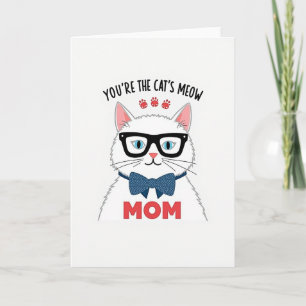 Polka Dot Cats Meow Mom Card