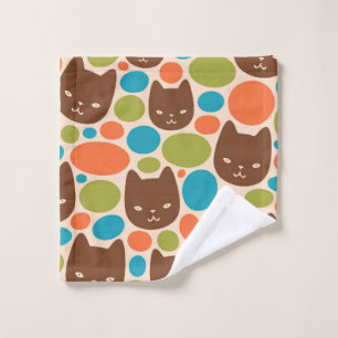 Polka Dot Cats Pattern Bath Towel Set