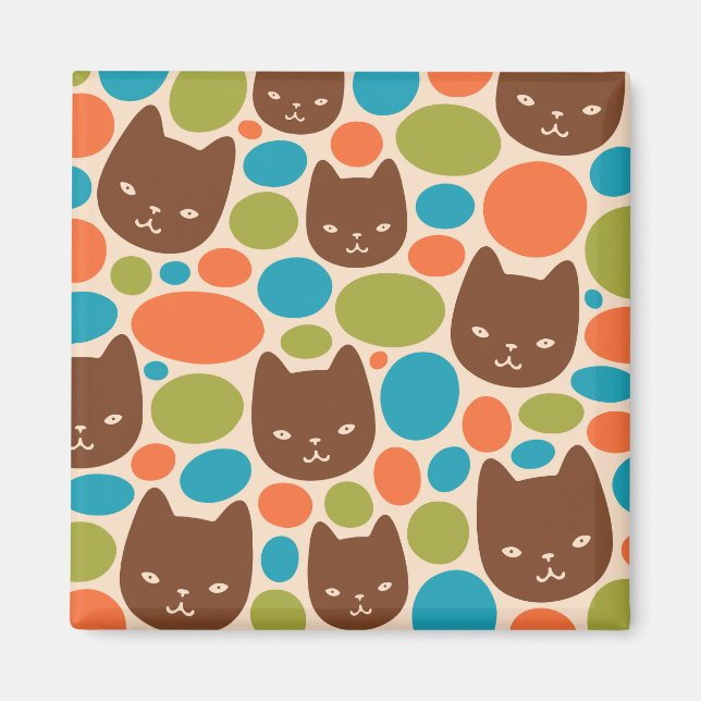 Polka Dot Cats Pattern Magnet (Front)