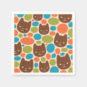 Polka Dot Cats Pattern Napkin