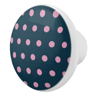 Polka Dot Ceramic Knob (Midnight Blue & Soft Pink)