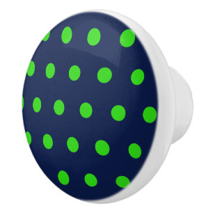 Polka Dot Ceramic Knob (Navy Blue & Lime Green)