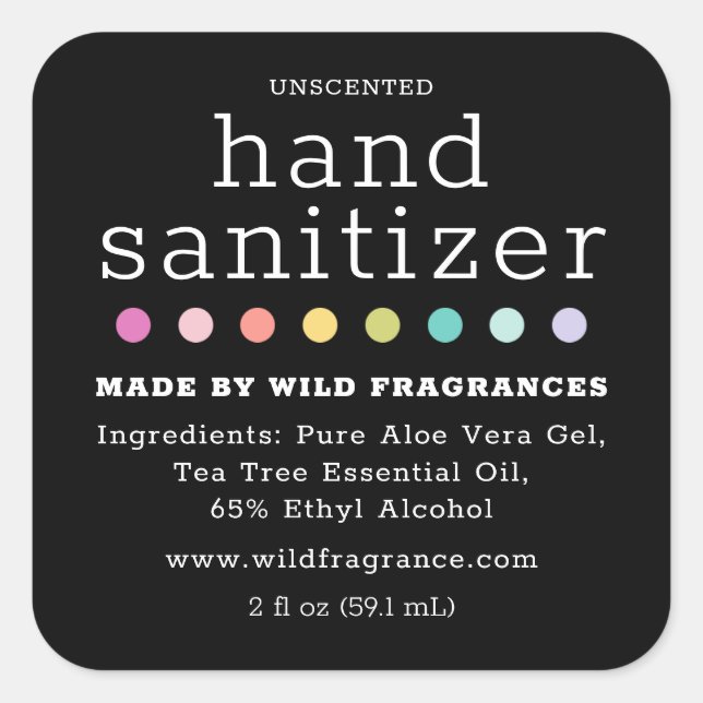 Polka Dot Chalkboard Hand Sanitizer Soap Square Sticker (Front)