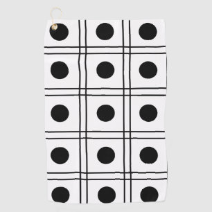 Polka Dot Circle Black and White Check Pattern Golf Towel