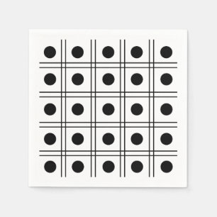Polka Dot Circle Black and White Check Pattern Napkin