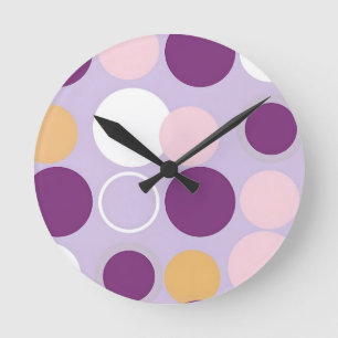 Polka Dot Circles Retro Modern Pattern Round Clock