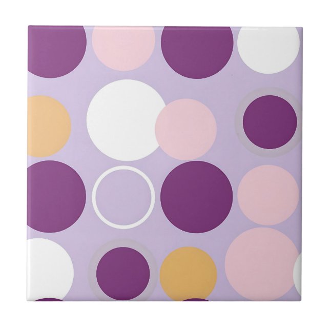 Polka Dot Circles Retro Modern Pattern Tile (Front)