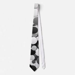 Polka dot circles tie - black & white
