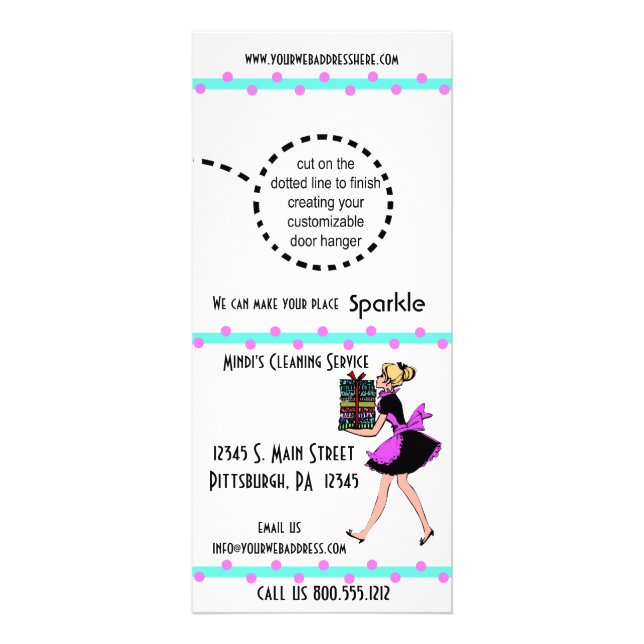 Polka Dot Cleaning Service Rack Cards (Front)
