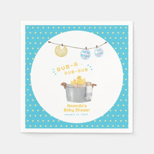 Polka Dot Clothesline Rubber Duck Baby Shower  Napkin
