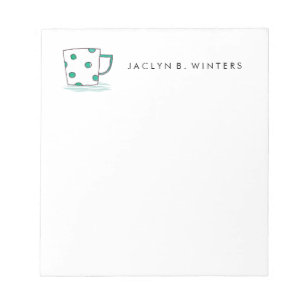 Polka Dot Coffee Cup  Personalised Notepad