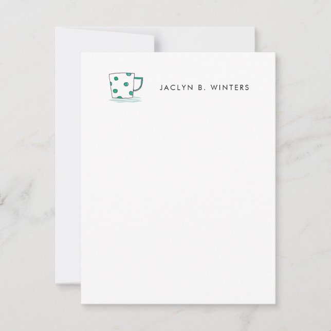 Polka Dot Coffee Cup Watercolor Card (Front)