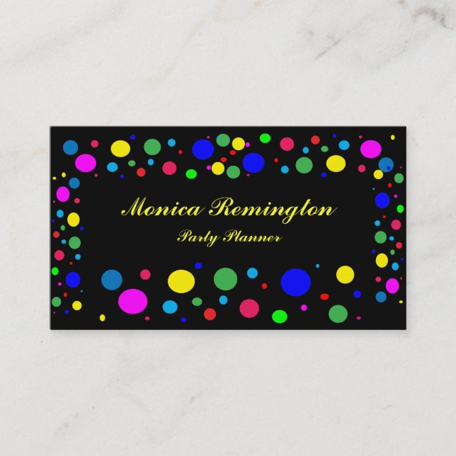 Polka Dot Colours Party Planner Business Card (Front)