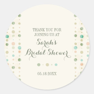 Polka Dot Columns Bridal Wedding Shower Thank You Classic Round Sticker