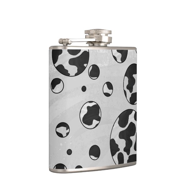 Polka Dot Cow Black and White Print Hip Flask (Right)