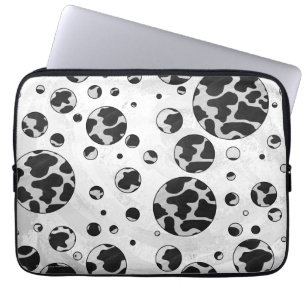 Polka Dot Cow Black and White Print Laptop Sleeve