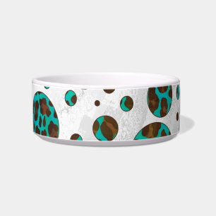 Polka Dot Cow Brown and Teal Print Bowl