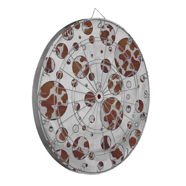 Polka Dot Cow Brown and White Print Dartboard (Front Left)