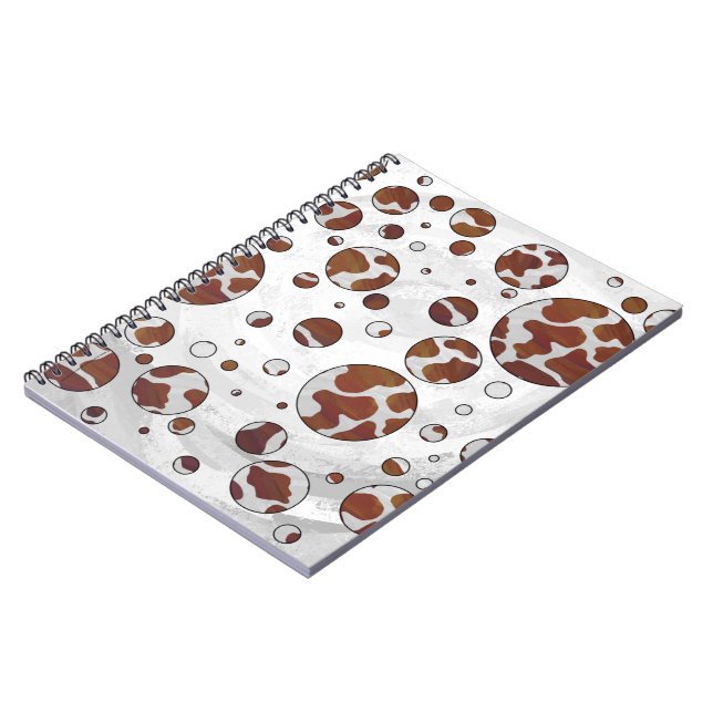 Polka Dot Cow Brown and White Print Notebook (Left Side)