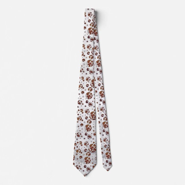Polka Dot Cow Brown and White Print Tie (Front)
