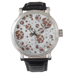 Polka Dot Cow Brown and White Print Watch