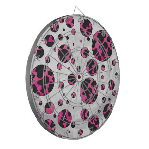 Polka Dot Cow Hot Pink and Black Print Dartboard