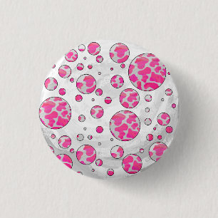 Polka Dot Cow Pink and White 3 Cm Round Badge