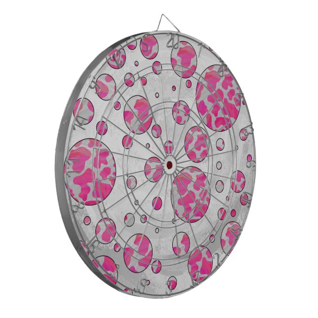 Polka Dot Cow Pink and White Dartboard (Front Left)