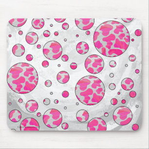 Polka Dot Cow Pink and White Mouse Mat