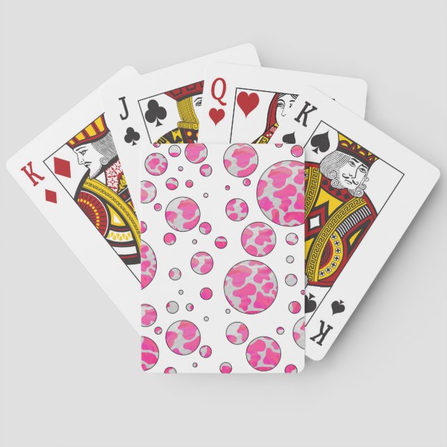 Polka Dot Cow Pink and White Playing Cards (Back)