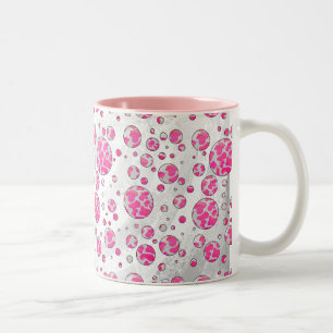 Polka Dot Cow Pink and White Two-Tone Coffee Mug