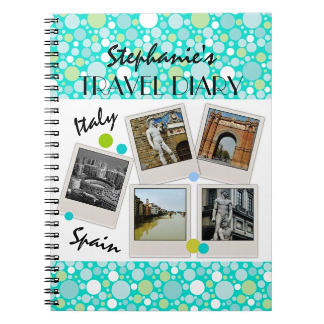 Polka Dot Crazy Custom Travel Diary and Photos Notebook (Front)