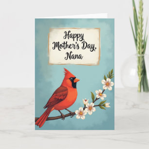 Polka Dot Crimson Bird Branch Card