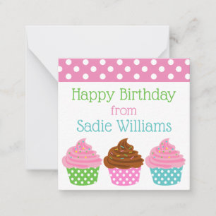 Polka Dot Cupcake Personalised Gift Enclosure Card
