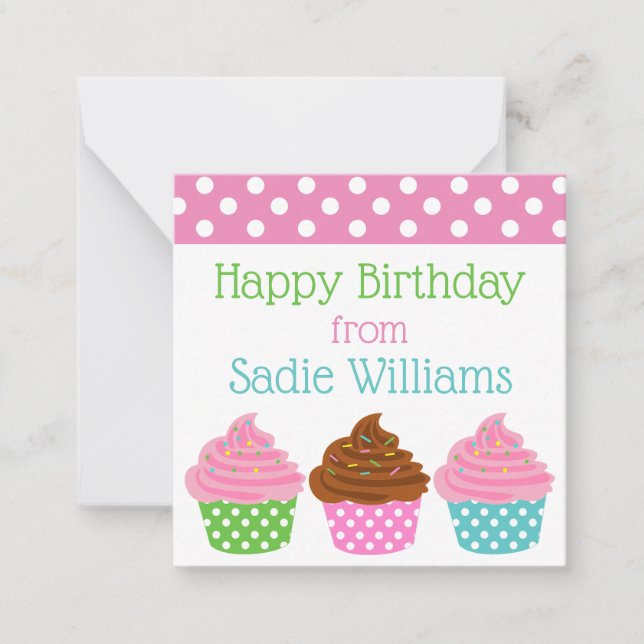 Polka Dot Cupcake Personalised Gift Enclosure Card (Front)