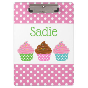 Polka Dot Cupcakes Personalised Clipboard