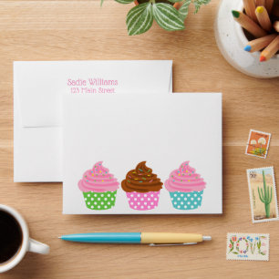 Polka Dot Cupcakes Personalised Envelopes