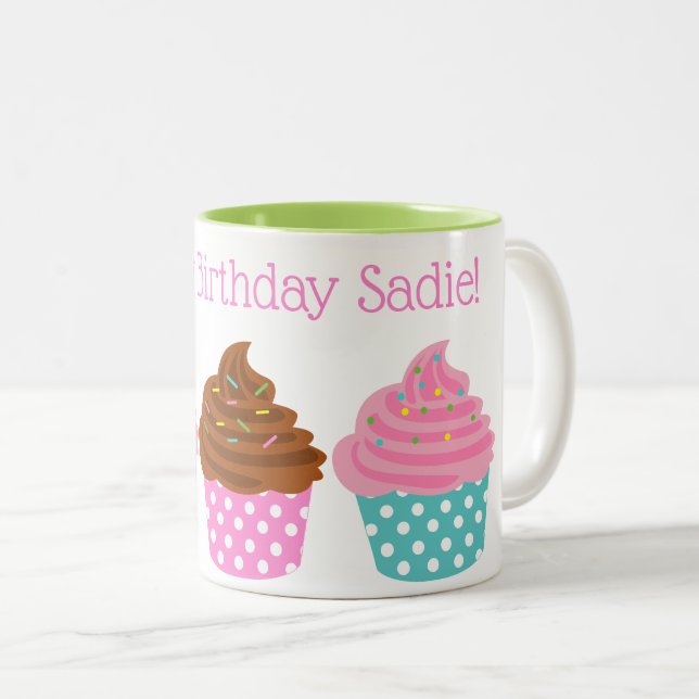 Polka Dot Cupcakes Personalised Mug (Front Right)