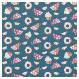Polka Dot Cups Cakes Doughnuts Lemons Grapefruits Fabric