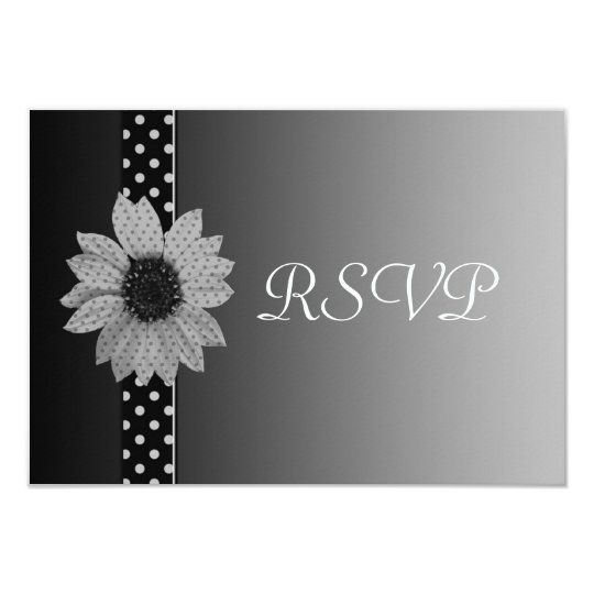Polka Dot Daisy Grey & Black Wedding Card
