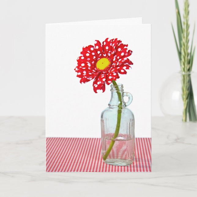 polka dot daisy in bottle for friend card (Front)