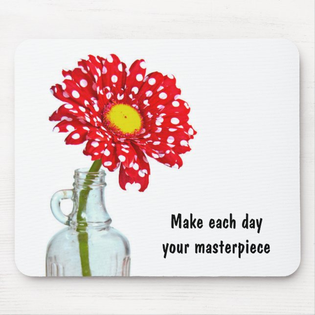 Polka Dot Daisy with Quote Mouse Mat (Front)