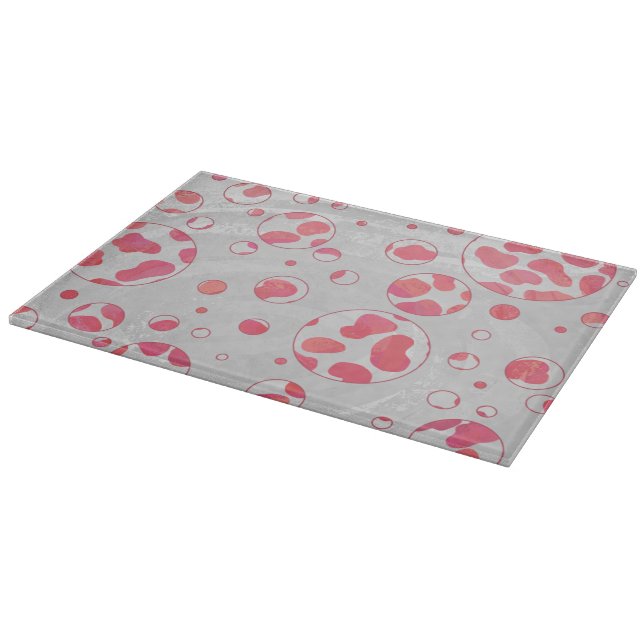 Polka Dot Dalmatian Pink and White Cutting Board (Corner)